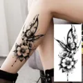 Butterfly floral temporary tattoo sticker, black waterproof body art for arm leg foot. - Butterfly Floral Pattern (NZ514)