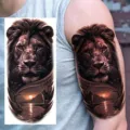 Realistic lion temporary tattoo sticker waterproof body art design for arm and thigh wear. - Lion Design Style (NZ318)