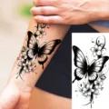 Waterproof temporary tattoo sticker with elegant butterfly and flower design for forearm. - Butterfly Floral Pattern (NZ518)