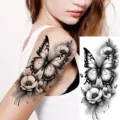 Waterproof temporary tattoo sticker black butterfly and flower design for arm and leg art - Butterfly Floral Pattern (NZ519)