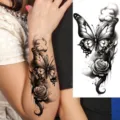 Waterproof black butterfly rose temporary tattoo sticker variant for arm body art decor. - Butterfly Floral Pattern (NZ520)