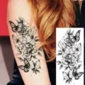 Waterproof temporary tattoo sticker with elegant butterfly and floral black design for arm. - Butterfly Floral Pattern (NZ521)