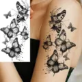 Waterproof black butterfly temporary tattoo stickers for arm and fashion body art design - Butterfly Floral Pattern (NZ522)