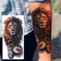 Waterproof temporary lion compass tattoo sticker for arm thigh durable realistic body art. - Lion Compass Style (NZ328)