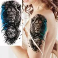 Waterproof temporary lion tattoo sticker with compass design for arm and thigh body art. - Lion Compass Style (NZ329)