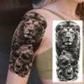 Realistic lion family temporary tattoo sticker waterproof long-lasting arm body art - Lion Cubs Skull Style (NZ333)