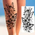 Butterfly flower temporary tattoo sticker waterproof black body art for arm leg foot - Butterfly Floral Pattern (NZ527)