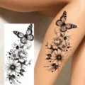 Temporary butterfly and floral temporary tattoo sticker for leg and arm body art style. - Butterfly Floral Pattern (NZ531)