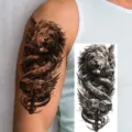 Lion snake temporary tattoo sticker waterproof long lasting body art arm design variant - Lion Snake Hammer Style (NZ345)