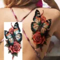 Waterproof butterfly rose temporary tattoo sticker for arm leg body art sexy design. - Butterfly Floral Pattern (NZ1149)