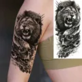 Realistic lion skull temporary tattoo sticker for arm and leg, waterproof body art. - Roaring Lion Skull Style (NZ356)