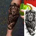 Lion owl temporary tattoo sticker waterproof arm leg realistic body art style design - Lion Owl Style (NZ357)