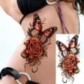 Waterproof butterfly rose temporary tattoo sticker for arm leg body art fashion decor - Butterfly Floral Pattern (NZ1151)