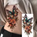 Sexy butterfly and rose temporary tattoo sticker waterproof long lasting body art decoration. - Butterfly Floral Pattern (NZ1153)