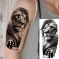 Realistic lion family temporary tattoo sticker waterproof long lasting body art arm leg decor - Lion Family Silhouette Style (NZ361)
