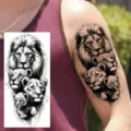 Realistic lion family temporary tattoo sticker waterproof long lasting body art arm leg - Lion Cubs Style (NZ363)