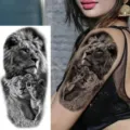 Realistic lion family temporary tattoo sticker waterproof long lasting body art for arm thigh - Lion Family Style (NZ364)