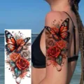 Waterproof temporary butterfly rose tattoo sticker for arm and leg body art decoration variant. - Butterfly Floral Pattern (NZ1156)
