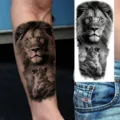 Waterproof temporary tattoo sticker featuring realistic lion and cub design for arm and leg. - Lion Family Style (NZ365)