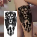 Realistic lion family temporary tattoo sticker waterproof body art for arm and leg use - Lion Family Silhouette Style (NZ366)