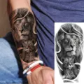 Waterproof realistic lion family temporary tattoo sticker for arm and thigh decoration. - Lion Family Style (NZ367)