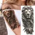 Realistic lion temporary tattoo sticker waterproof arm leg body art transfer design - Lion Feathers Style (NZ369)