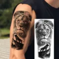 Realistic lion temporary tattoo sticker for arm and leg, waterproof long-lasting body art design. - Male Lion Cliff Style (NZ868)