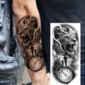 Waterproof temporary lion family tattoo sticker for arm and leg, realistic black and grey design. - Lion Family Watch Style (NZ870)