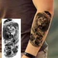 Realistic waterproof temporary lion family tattoo sticker for arm and thigh, long lasting art. - Lion Family Style (NZ944)