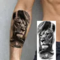 Realistic waterproof temporary lion tattoo sticker for arm and leg styling, long lasting design. - Lion Grassland Scenery Style (NZ957)