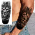 Waterproof temporary lion forest tattoo sticker for arm and leg body art decoration. - Lion Forest Elephant Style (NZ958)