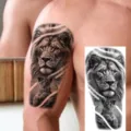 Realistic lion family temporary tattoo sticker waterproof long lasting arm thigh art - Lion Family Style (NZ959)