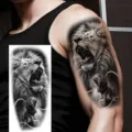 Realistic waterproof temporary lion tattoo sticker for arm and leg, long-lasting body art. - Roaring Lion Pride Style (NZ1000)