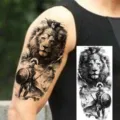 Realistic lion spartan temporary tattoo sticker waterproof body art arm leg cool design - Lion Spartan Warrior Style (NZ1006)
