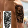 Realistic lion and angel temporary tattoo sticker for arm and thigh, waterproof body art. - Lion Angel Style (NZ1068)