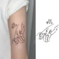Minimalist hand-in-hand line art temporary tattoo sticker for arm or hand body art decor. - Holding Hands Sketch (HA014) / 8x8cm