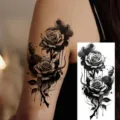 Sexy black rose temporary tattoo sticker for arm, waterproof body art design for adults. - Rose Flower Style (NZ897)