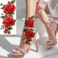 Tatouage temporaire étanche avec un motif de rose rouge 3D éclatant pour la cheville et l'art corporel. - Rose Rouge Chnue(FO125) / 15x7CM