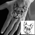 Temporary tattoo sticker featuring a cute French bulldog dog head design for hands. - HA026