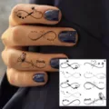 Minimalist black finger temporary tattoo stickers with infinity, butterfly and family text. - Minimalist Line Symbol Pattern(HA213) / 8x8cm