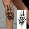 Sexy black white rose temporary tattoo sticker for arm leg body art waterproof design - Rose Flower Style (NZ898)