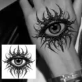 Gothic tribal eye temporary tattoo sticker for back of hand, waterproof body art design. - Angel Spear Totem (HA038) / 8x8cm