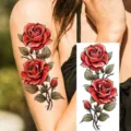 Sexy red rose flower arm tattoo sticker waterproof temporary body art transfer for women - Rose Flower Style (NZ908)