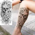 Halloween Skull Flower Temporary Tattoo Sticker Waterproof Arm Leg Body Art Decoration - NZ552