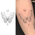 Butterfly crescent moon tattoo sticker minimalist line art body art waterproof temporary tattoo - HA041 / 8x8cm