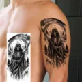 Halloween waterproof temporary tattoo sticker gothic skeleton grim reaper arm leg body art - NZ1180 / 19.8x9.6CM