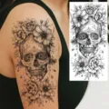 Temporary Halloween Skull Flower Arm Tattoo Sticker Waterproof Body Art Fake Body Decal - NZ553