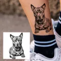 Dog tattoo sticker waterproof temporary body art realistic animal sketch design fashion. - HA028