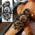 Sexy rose eye and pocket watch temporary tattoo sticker for arm and leg body art display - Rose Flower Style (NZ1010)