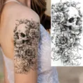 Halloween skull flower temporary tattoo sticker arm body art waterproof realistic design - NZ554